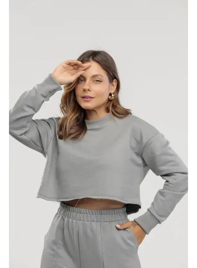 Blusa Cropped de Moletom