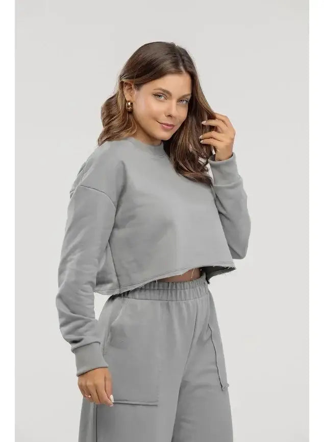 Conjunto Blusa Cropped de Moletom