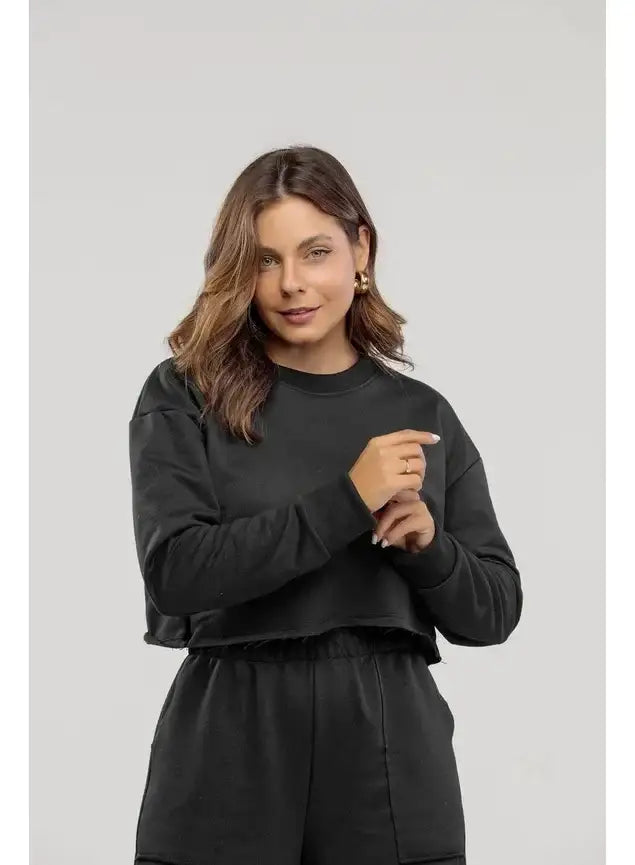 Blusa Cropped de Moletom