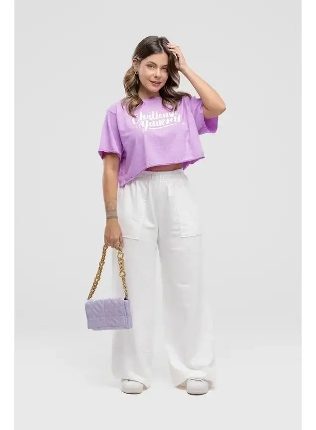 Camiseta Estonada Cropped Challenge Yourself