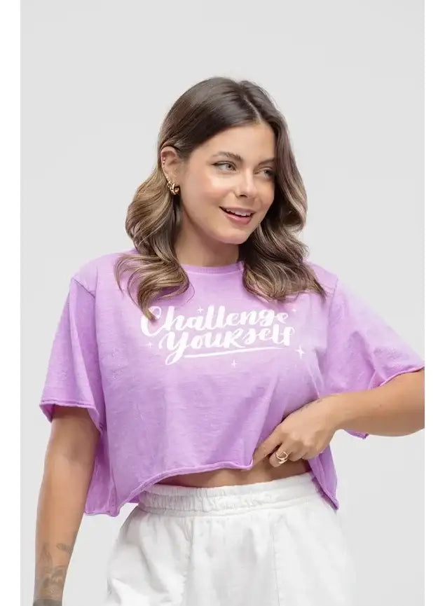 Camiseta Estonada Cropped Challenge Yourself