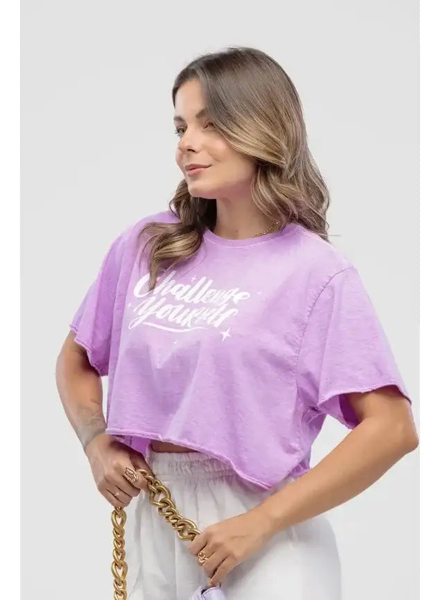 Camiseta Estonada Cropped Challenge Yourself