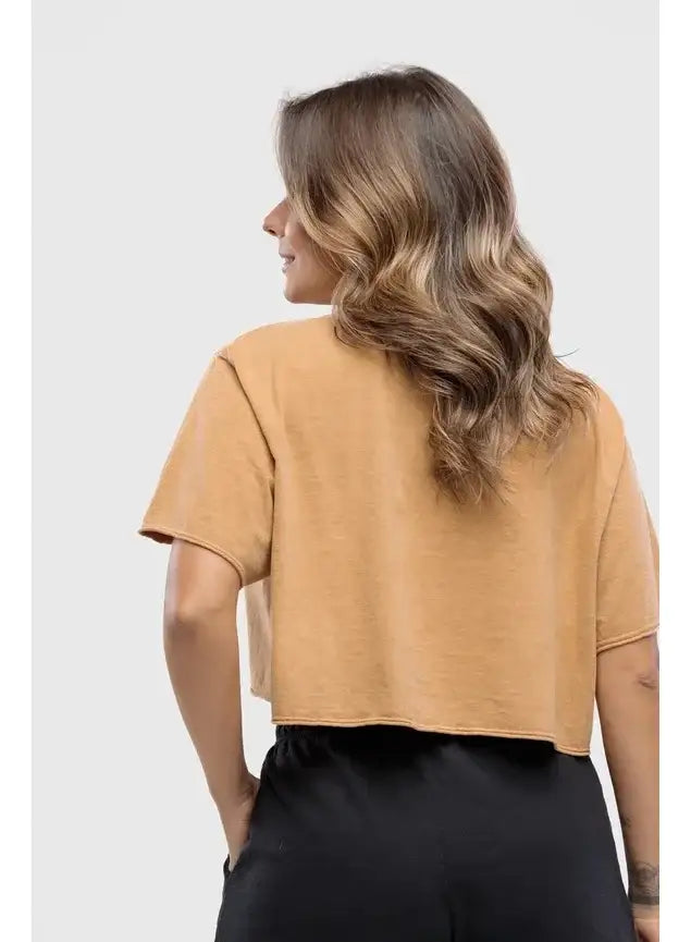 Camiseta Estonada Cropped Hey Please More