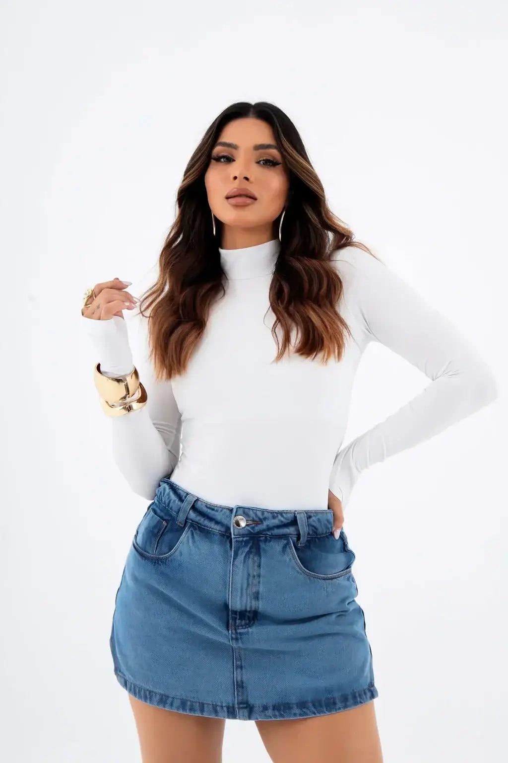 Blusa Gola Alta Manga Longa