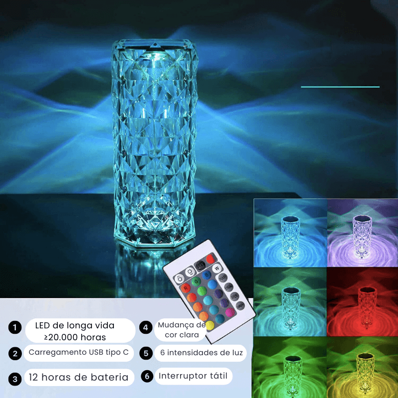 Luminária de Mesa LED Cristal USB Olliver™