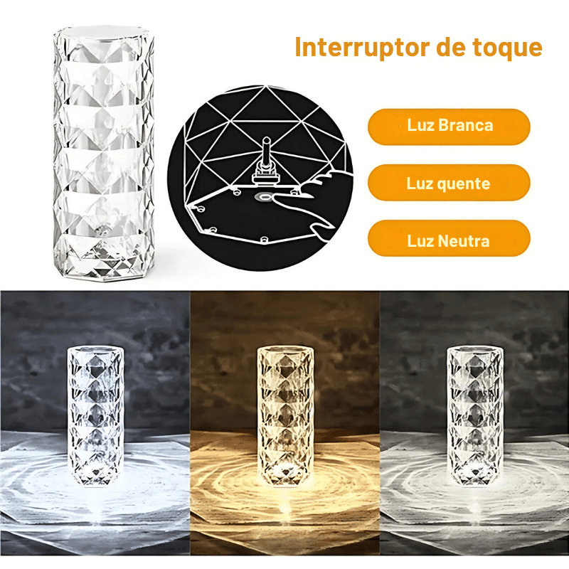 Luminária de Mesa LED Cristal USB Olliver™