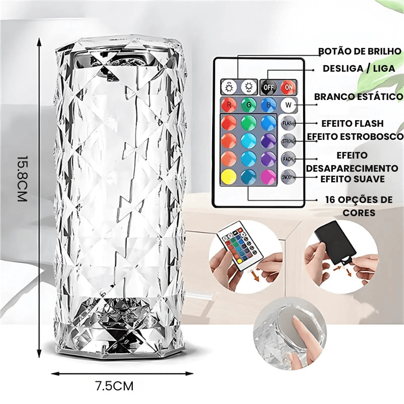 Luminária de Mesa LED Cristal USB Olliver™