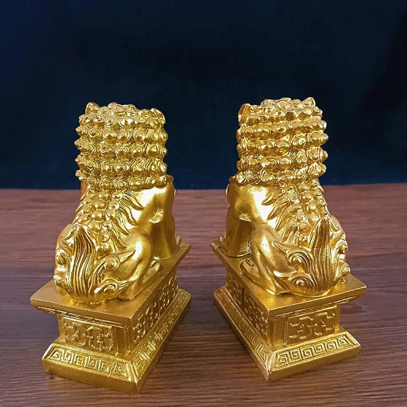 Estátuas Fu Foo Dogs Leão Dourado Olliver™