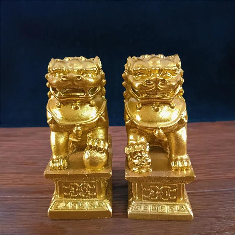 Estátuas Fu Foo Dogs Leão Dourado Olliver™