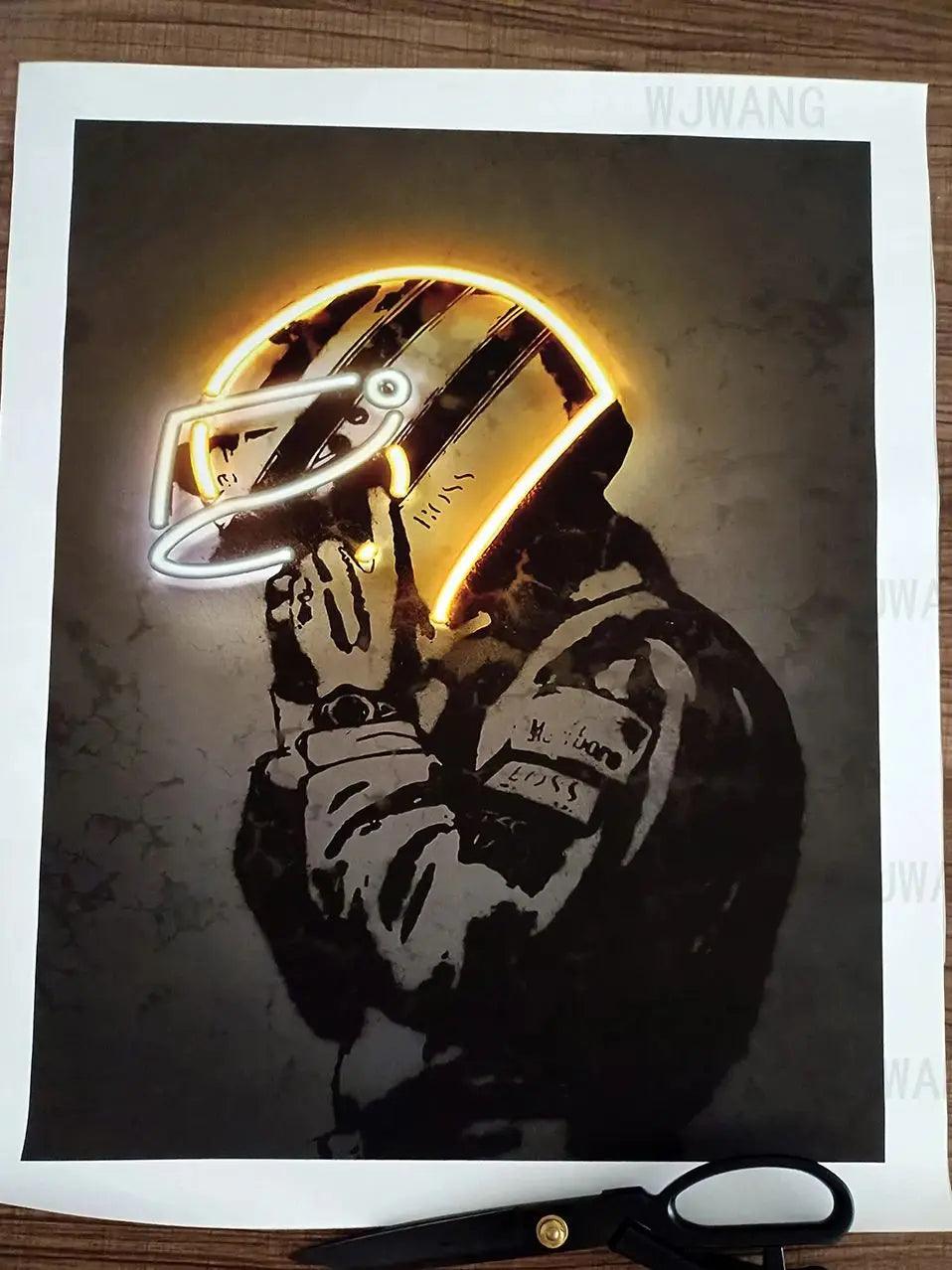 Poster em Tela Capacete de Moto Olliver™