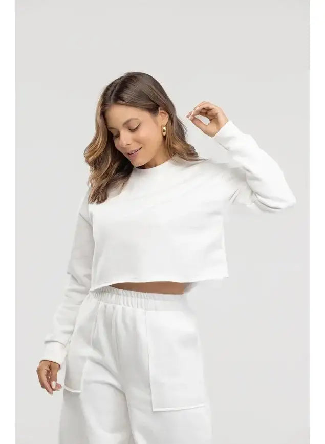 Conjunto Blusa Cropped de Moletom