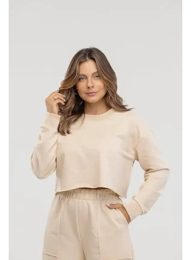 Conjunto Blusa Cropped de Moletom