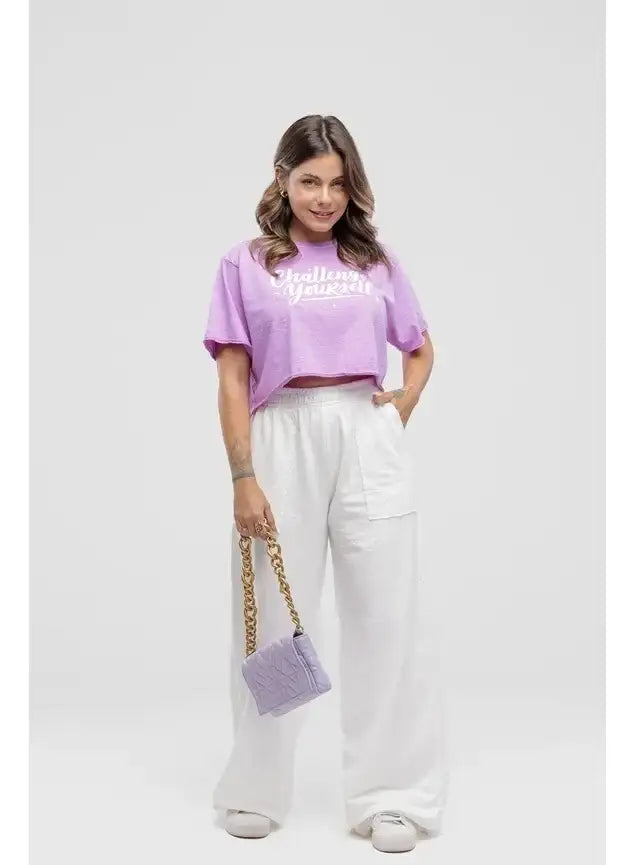 Camiseta Estonada Cropped Challenge Yourself