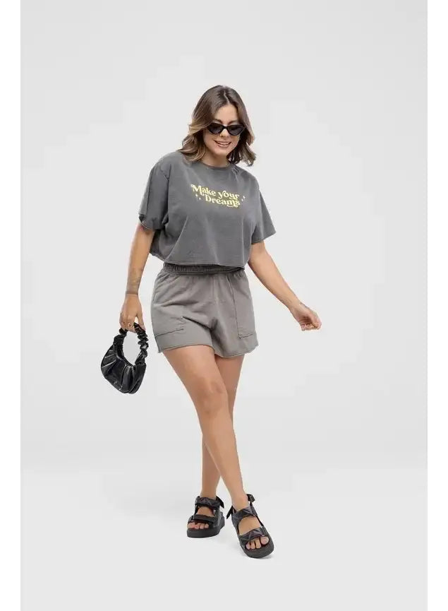 Camiseta Estonada Cropped Make Your Dream