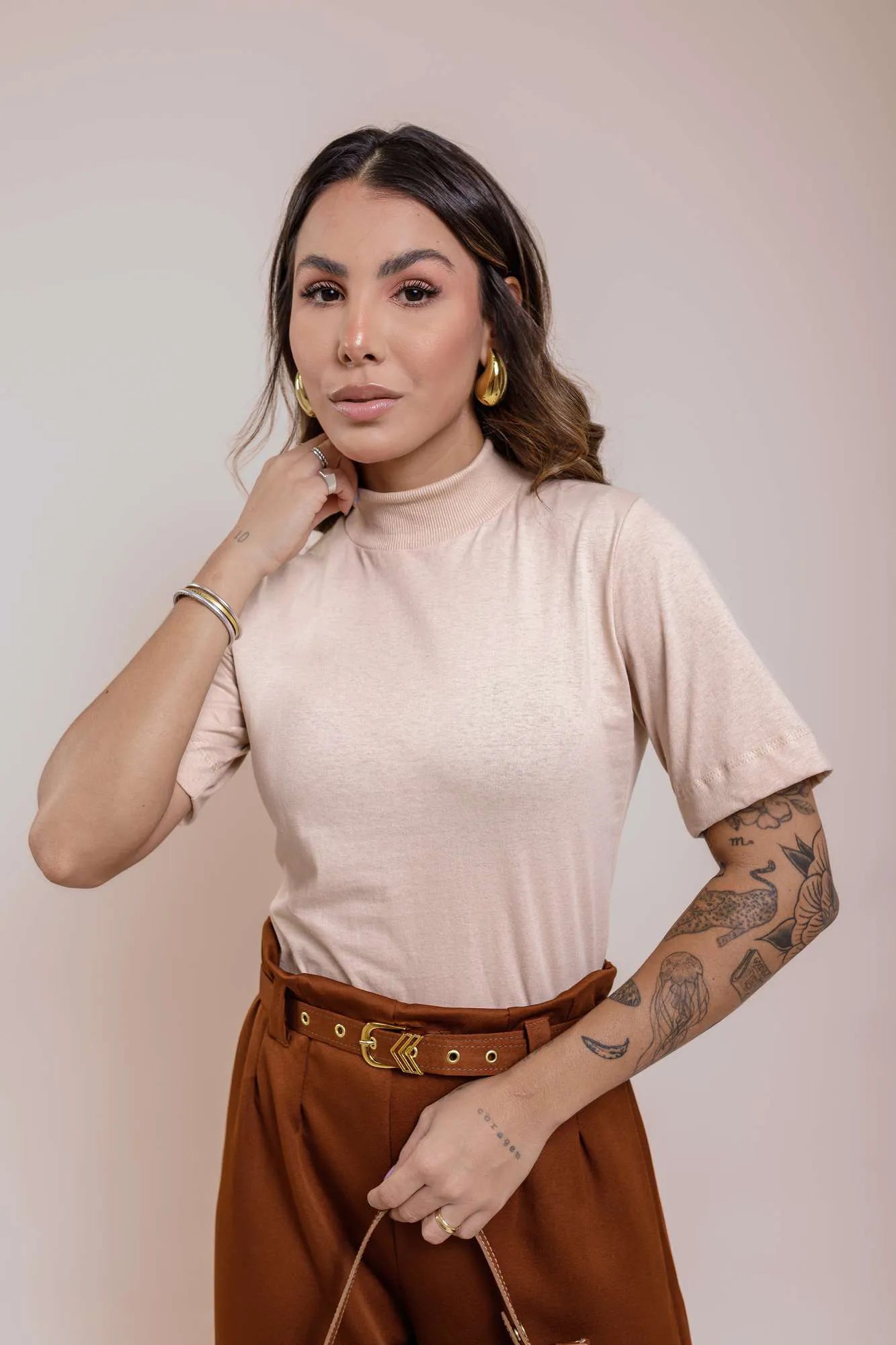 Básica gola Alta Com Manga Oversized