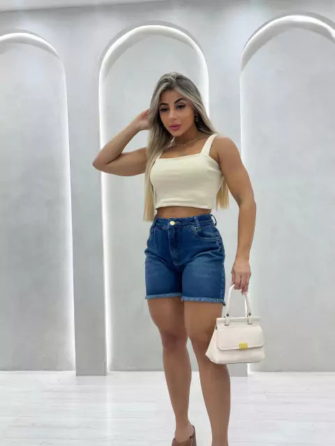 Cropped Top Alça Larga Tecido