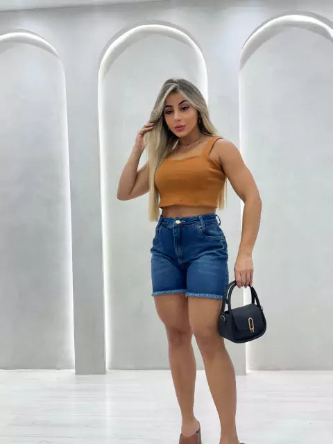 Cropped Top Alça Larga Tecido